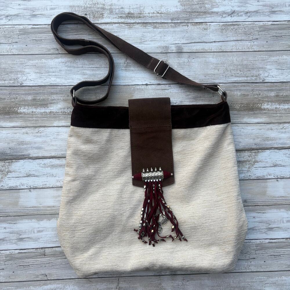 Earthbound Trading Co Purse Afghanistan Inspired Boho Leather Cotton Convertible